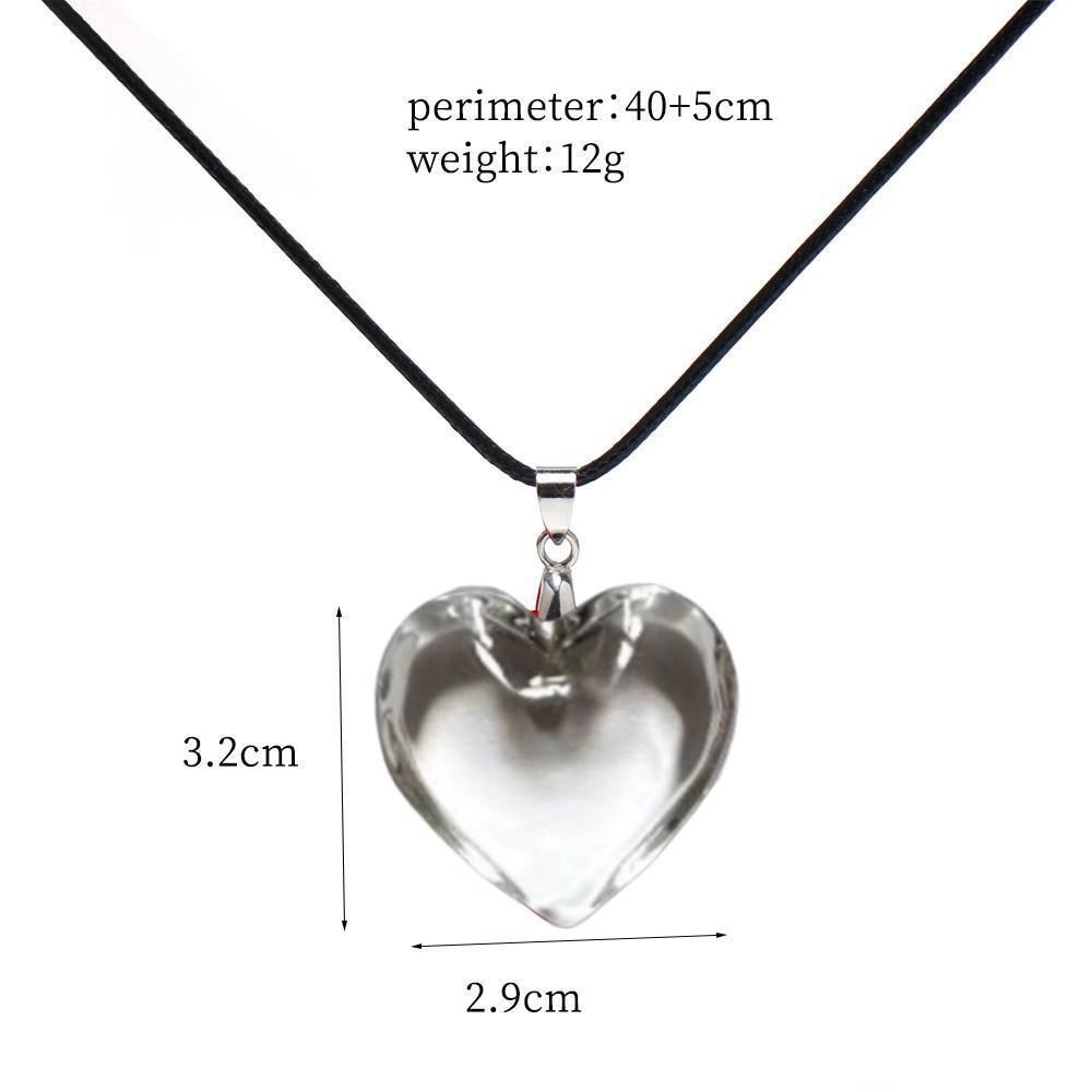 Creative Simple Transparent Heart-shaped Pendant Black Wax Thread Necklace for Women Men Friend Personality Trendy Jewelry Gifts