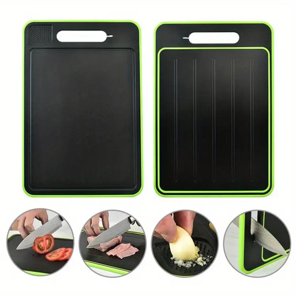 Multifunctional Cutting Board With Knife Sharpener Garlic Grater Double-Sided Non-Slip Chopping Board Defrosting Plate Alloy Aluminum Kitchen