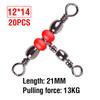 20pcs Fishing Tackle Connector 3 Way Barrel Swivels Snap Ring with Beads Fishing Line Connectors Triple Cross Line Swivels