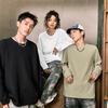 MINISO Men's Fleece-Lined Waffle Texture Long Sleeve Tee
