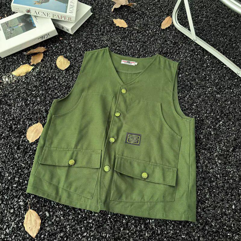 

Men s Trendy Workwear Vest - Casual Hip Hop Sleeveless Jacket for Spring and Autumn L чорний