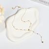 Gold Diamond-Inlaid Four-Leaf Clover Tassel Necklace – Elegant Versatile Women's Clavicle Chain