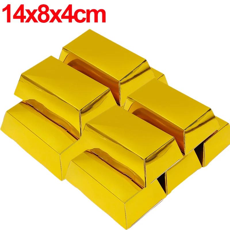 Paper Gold Bar Gift Box Golden Party Favor Pirate Theme Party Supplies Candy Bar Bag Birthday Party Decorations Baby Shower