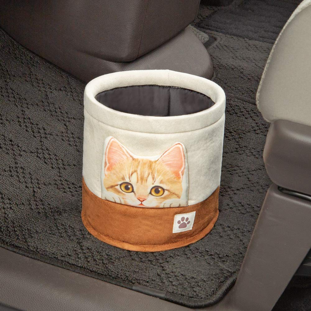 BONFORM Car Trash Felissimo Cat Club FN Hyokkori Kitten for Also Suitable for Small Beige Can, Design, Kei/Standard Cars, Items, 17.5x17.5x18cm,