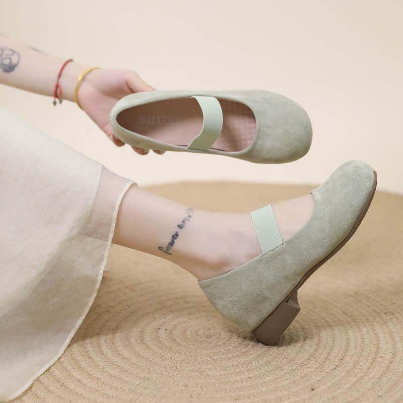 Fairy Shoes Gentle Single Shoes Female 2025 New Summer Evening Shoes Shallow Mouth Ballet Shoes Square Head Soft Sole Doudou Shoes