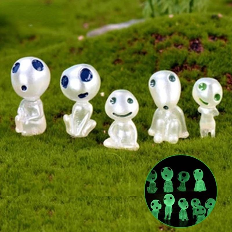 10PCS Luminous Tree Elves Mononoke Micro Landscape Figure Ornament Glowing Miniature Gardening Potted Decor