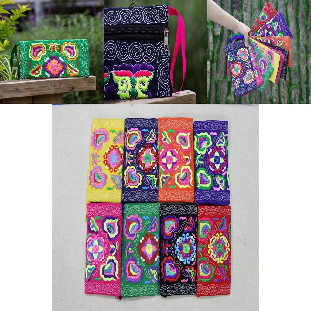 Women Ethnic Handmade Embroidered Wristlet Clutch Bag Vintage Purse Wallet With Elegant Detailing