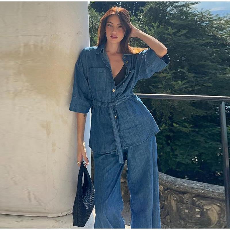 Fashion Women's Baggy Jeans Elegant High Waist Pocket Wide Leg Female Trouser 2025 Spring Lady Casual All-match Denim Pant New
