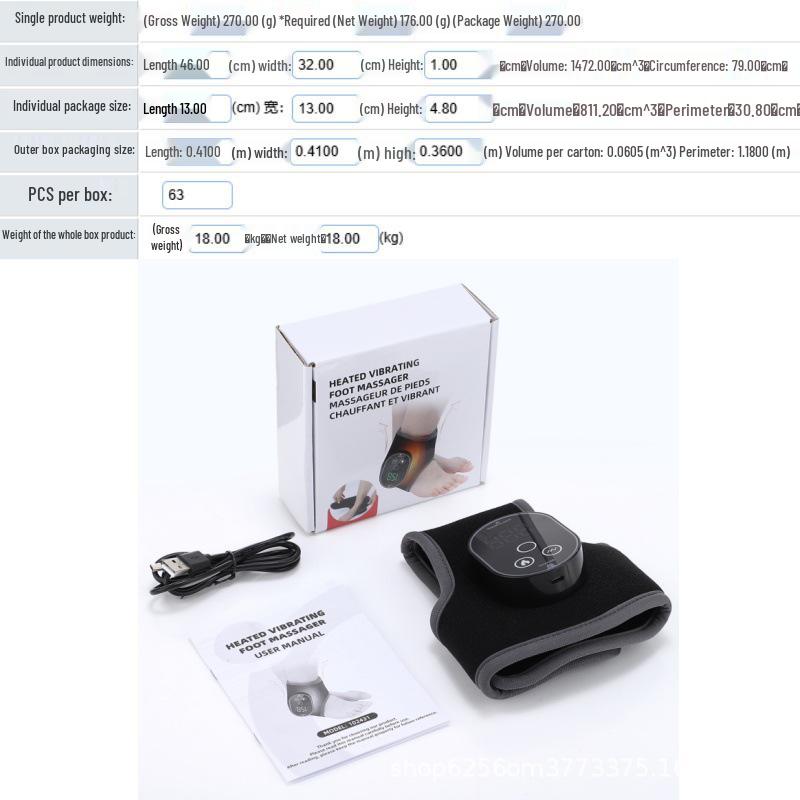 Electric Heated Foot & Ankle Massager for Joint Pain Relief 3000mAh (English/French Manual)