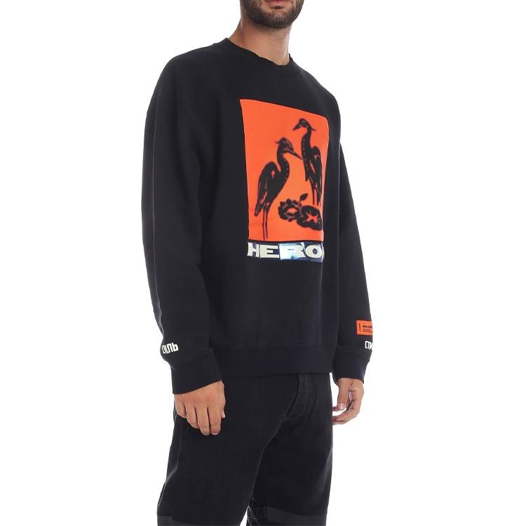 HERON PRESTON Heron Tape Crew Sweatshirt 'Black' Men's HMBA003F198080030488