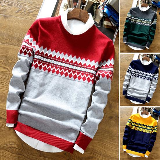 Herbst Winter Herren Pullover Slim Fit Rundhals Langarm Guter Griff Strickware Kältefest Feinstrickpullover für den täglichen Gebrauch