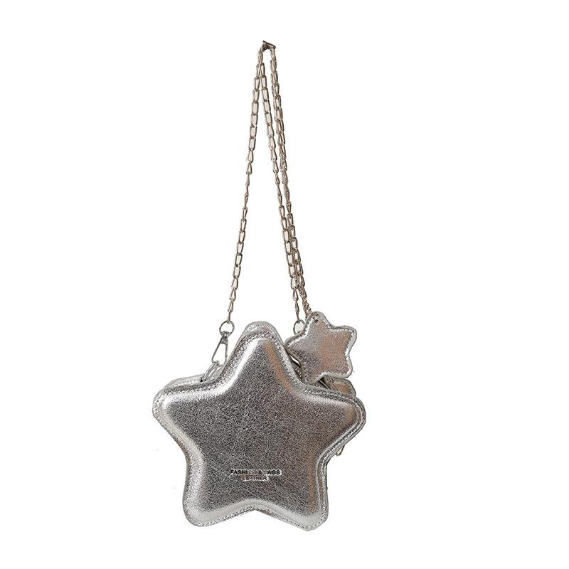 Women Small Shoulder Bag Five Point Star Shape Crossbody Bag Cartoon Chain Bag For Girls