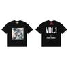 Premium Cotton Graphic Tee Streetwear Oversized Short Sleeve T-Shirt Men Loose Fit Letter Print Washed Vintage Style