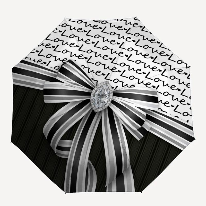 

1pc Love, Ribbon, Diamond Umbrella with Plastic Handle,Compact & Stylish,Suitable for All Seasons YS331041