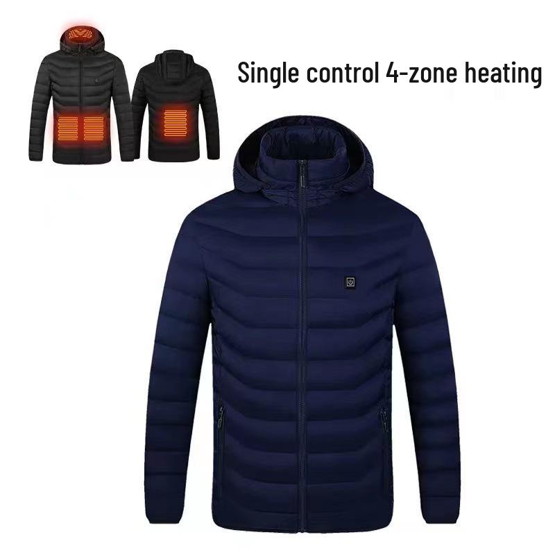 Men's Dual-Control USB Heated Cotton Coat with Nine-Zone Electric Heating