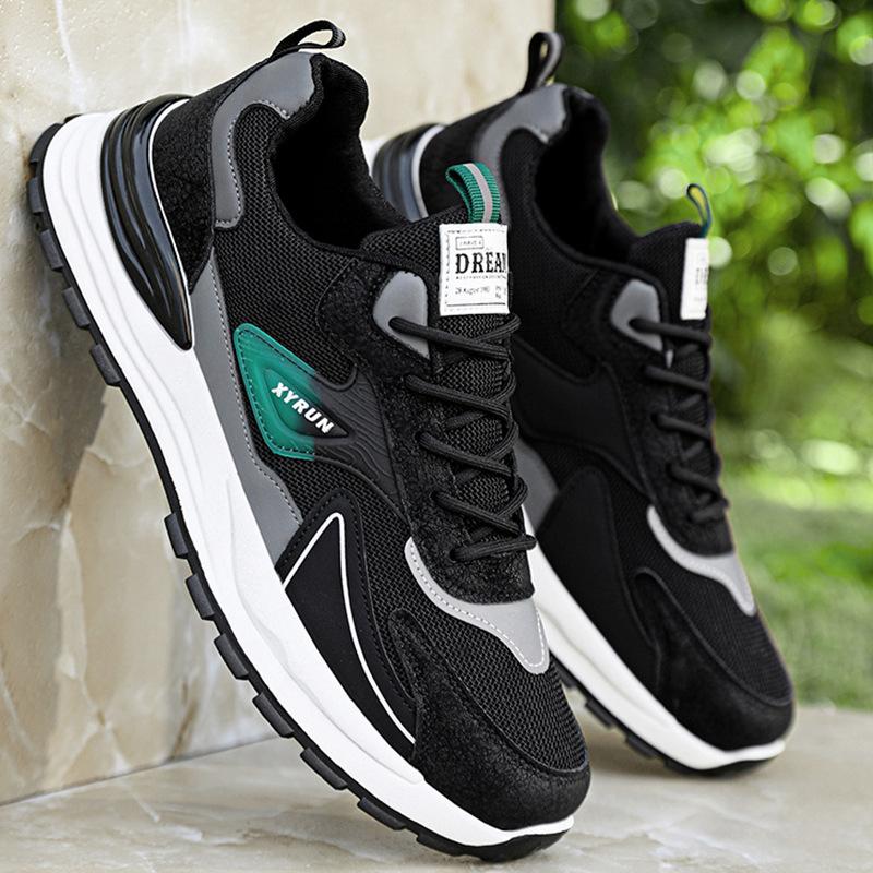 Men's shoes spring and summer sports shoes men's 2026 new leather waterproof and non-slip black casual shoes men's running dad shoes