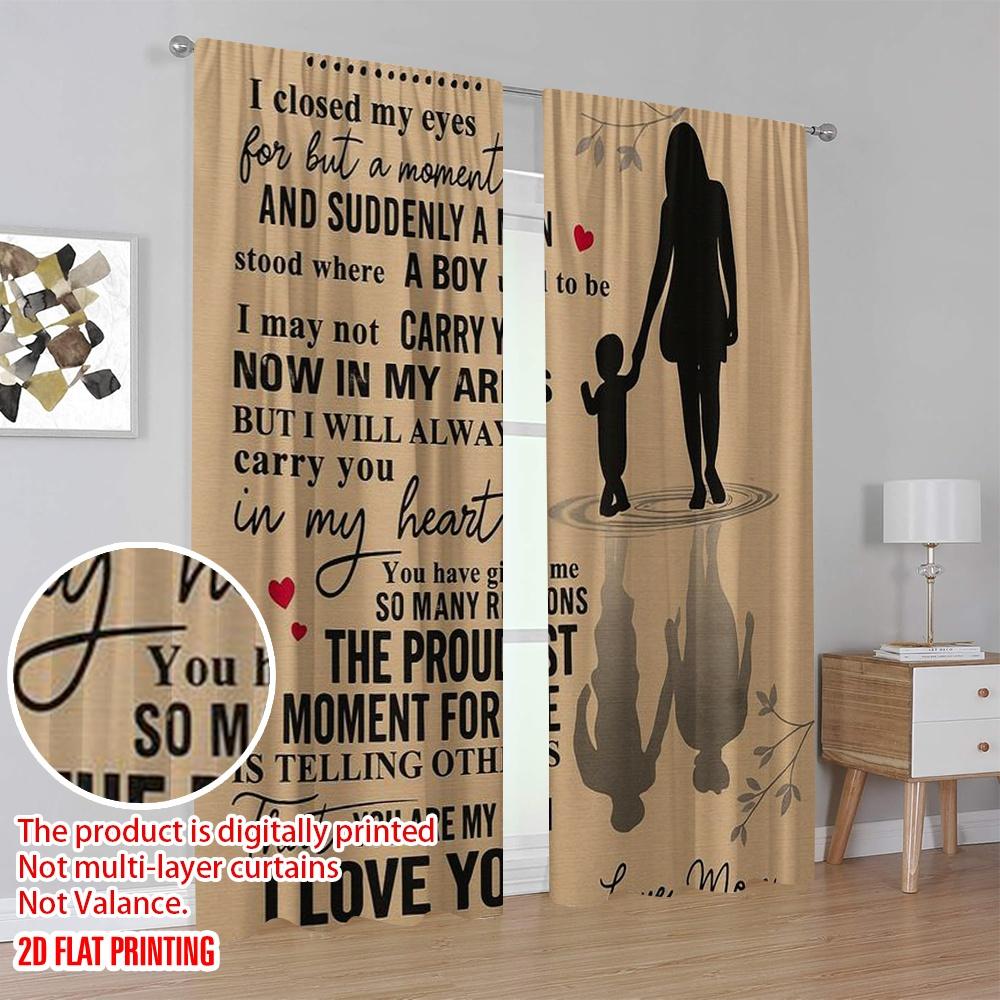 2 Stück, 2D-Flachdruck Vorhänge&Fensterdekoration Lieber Sohn Silhouette 100% Polyester (ohne Stange) Art Deco Festlich Ideal für
