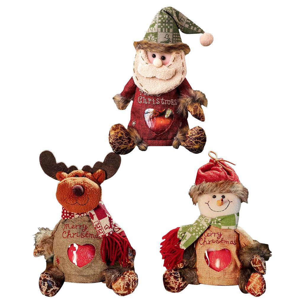 Christmas Santa/Snowman/Elk Gifts Bags Thickened Felt Material,With Zipper Design Reusable Christmas Gift Bags For Apples/Candie