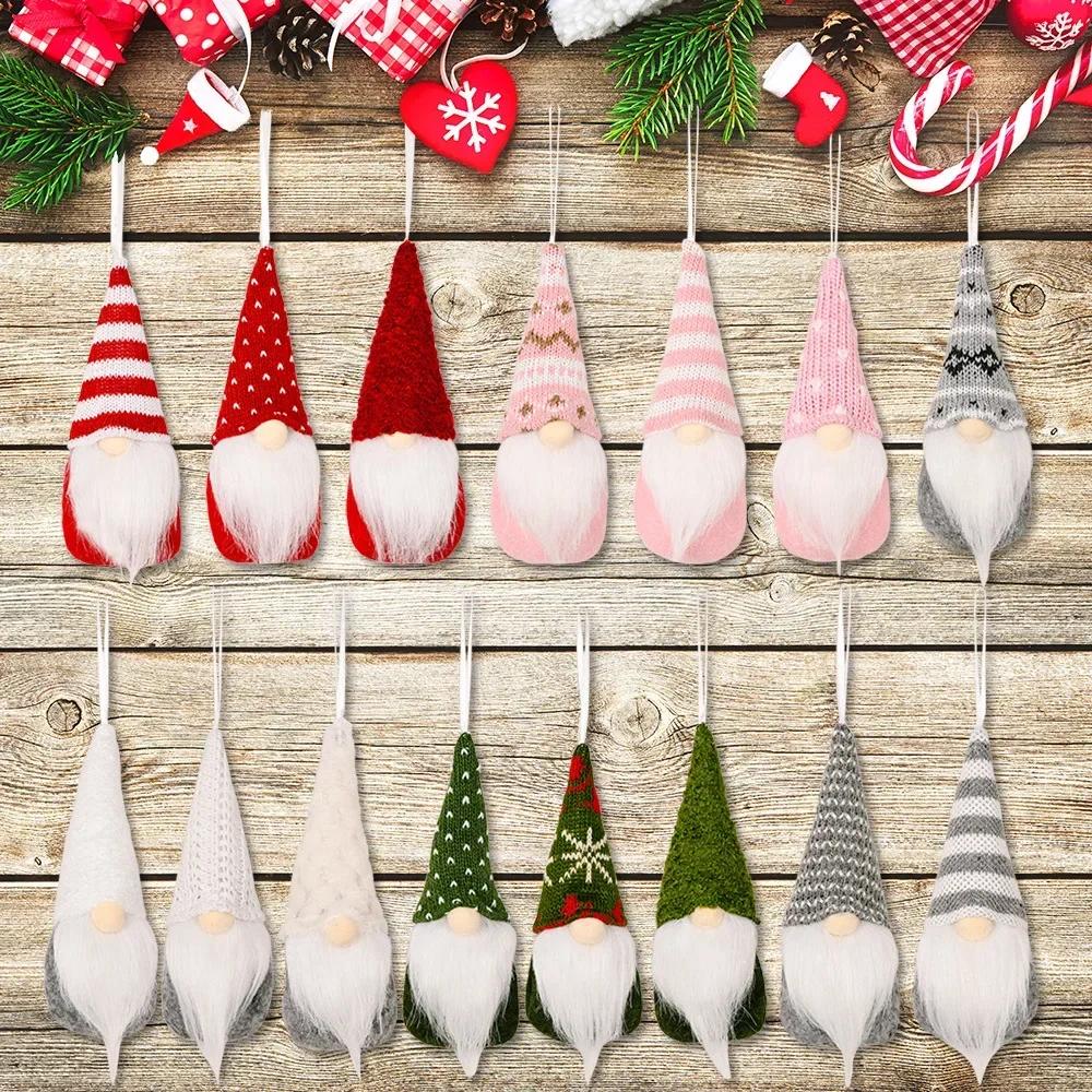 3/4PCS Christmas Gnome Elf Doll Pendant Xmas Tree Ornament Home Decor Merry Christmas Navidad Natal New Year 2025 Party Supplies