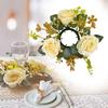Artificial Rose Candle Wreath Flower Floral Garland Candles Holder for Table Centerpiece