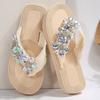 New Thick-soled Sponge Beach Shoes with Rhinestone Chevron Flip-flops