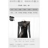 European and American Cosplay Party Women's Clothing Nightclub Models, Splicing Mesh See-through Long-sleeved Sexy Tight Black Onesie