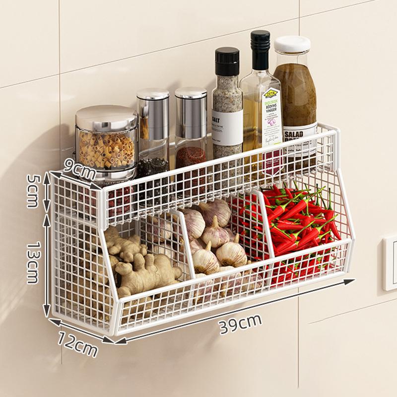 1Pc Wall Mounted Kitchen Storage Basket Durable Wire Storage Rack For Vegetables And Fruits Suitable For Home Organization