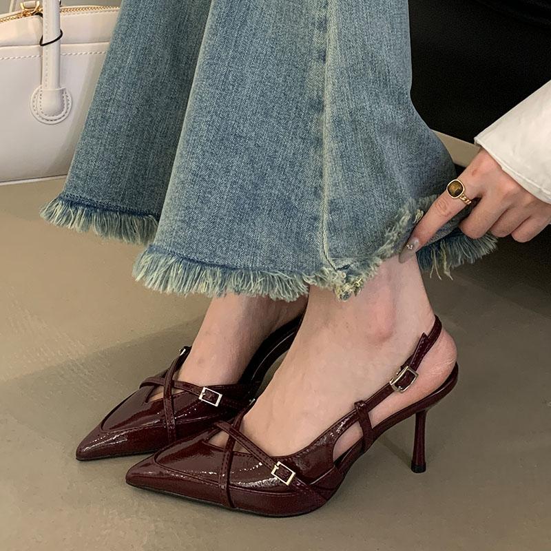 Fashion New 2025 Party Ladies Thin Heels Pumps Shoes Slingbacks Female Dress Footwear Fashion Pointed Toe Elegant Women High Heels Shoes