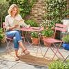 Garden Bistro Set 3 Pieces Table and 2 Folding Slatted Chairs Double Rust Protection Pink