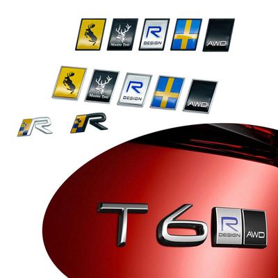 Auto 3D Metall R Schwedische Flagge/R Design/Tänzelnder Elch/AWD Emblem Abzeichen Aufkleber für S60 S80 S90 XC60 XC90 V40 V50 V60 Dekor