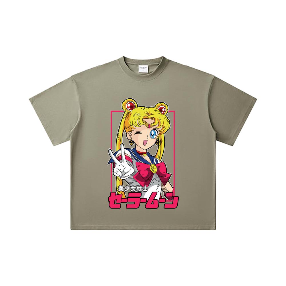 260 GSM Double Yarn 32 Count 100% Cotton Sailor Moon V9 Minako Print Unisex Heavy Cotton T Shirt
