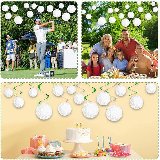 48Pcs Golf Party Decorations Hanging Swirls, Golf Theme Party Supplies Birthday Golf Sports Cutouts Foil Streamers Wall Ceiling Hanging Spirals Decor