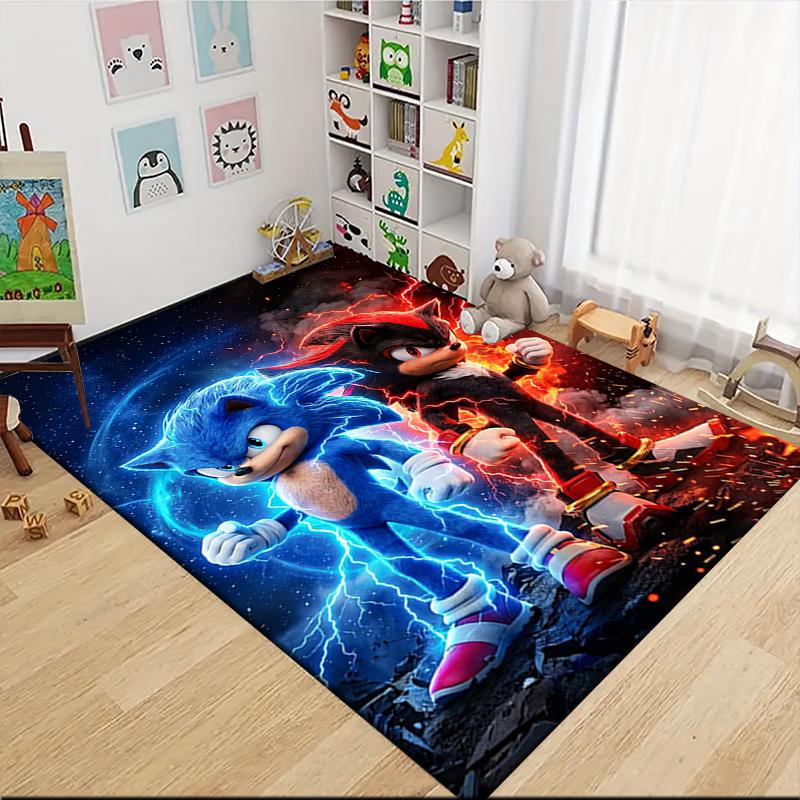 1Pc Sonic Adventure Team Sonic Carpet Rug Customizable Soft Washable Antislip Home Living Room Sofa Mats Personalized Rug 0917237