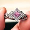 Huitan Unique Pink CZ Princess Cut Wedding Rings for Women  New Trendy Jewelry Luxury Engagement Ring Best Gift Dropshipping