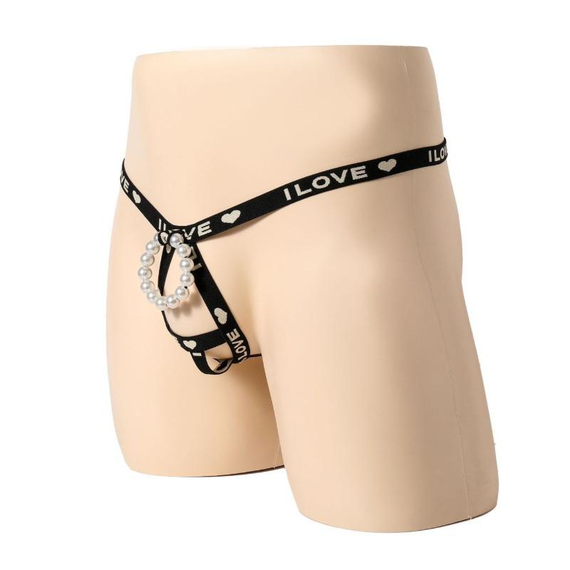 O Ring Beaded Jockstrap Sissy Lingerie Strap Bugle Pouch Enhancer Thongs Front Open Pensi Hole G-String Gay Erotic Underwear