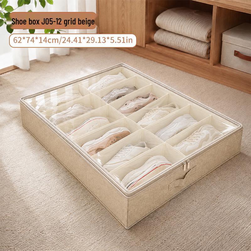 Under-Bed Transparent Shoe Storage Box with Steel Frame, Foldable & No-Install