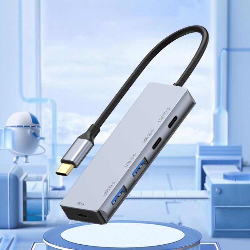 4 Port USB C Expansion Dock Fast Speed 10Gbps Data Transfer PD100W Charging Aluminum Alloys Adapters