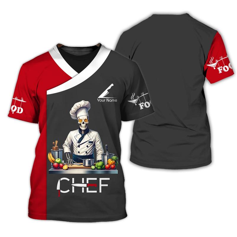 Chef Work T-shirt for Men Personality Pattern O-neck Funny T Shirts 3D Print Fashion Trendy Cook Tee Top Novelties 2025 New