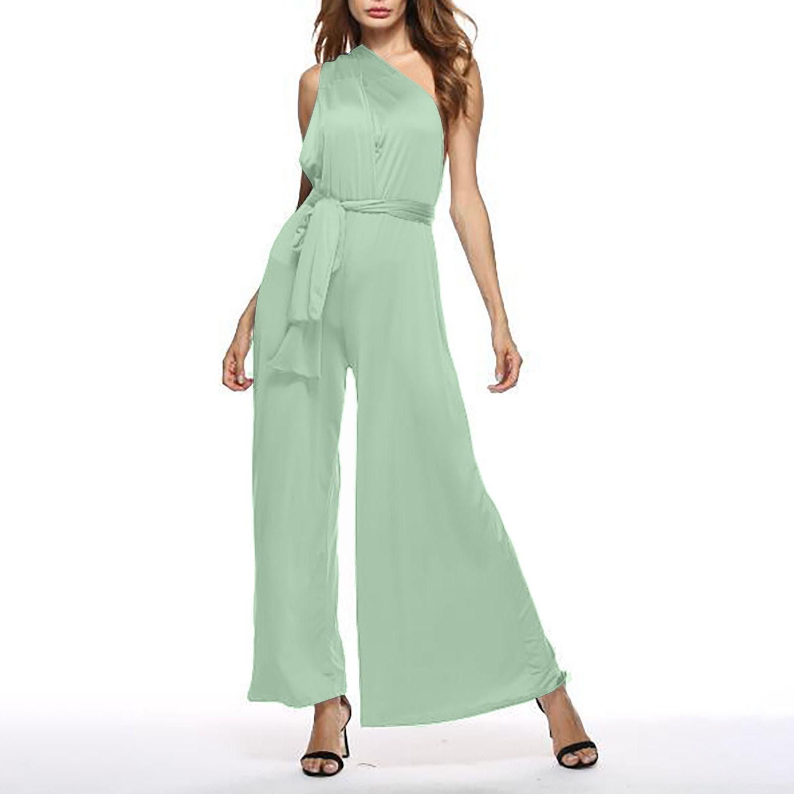 

Женский длинный комбинезон без рукавов с несколькими веревками и крестом, длинный комбинезон из ткани Soild Wear, комбинезон XL зелёный