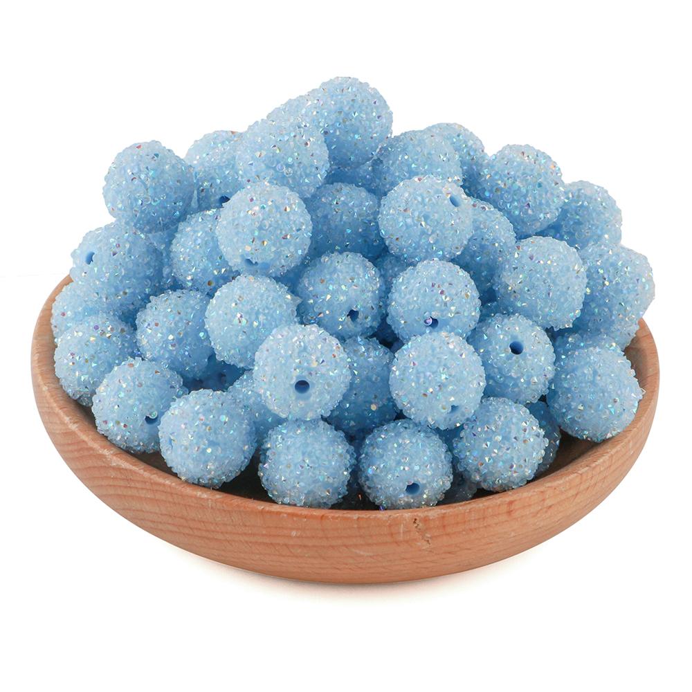 15Pcs 16MM Resin  Round Acrylic Beads Sugar Sand Pasting Process Fashion For Jewelry Making DIY Handmade Bracelets Accessories