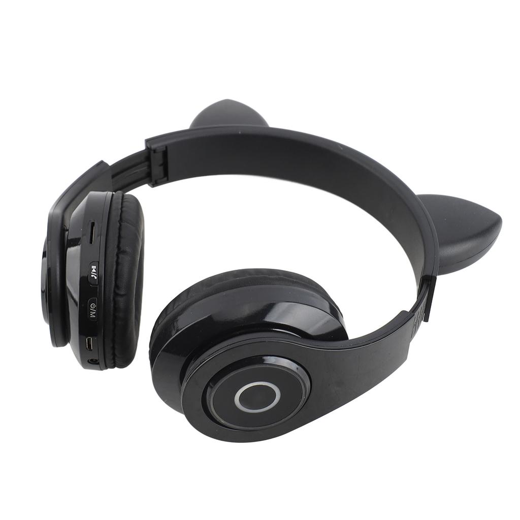 LED Noise Reduction Headset Cat Ear Shape Bluetooth 5.0 Headset with Microphone for Young People