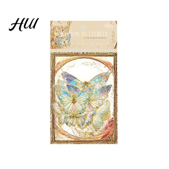 Translucent PET Butterfly Decals 20 Pcs Stickers Glitter Holographic Transparent Aesthetic for Colorful Art Journaling Scrapbook Junk Journal чёрный