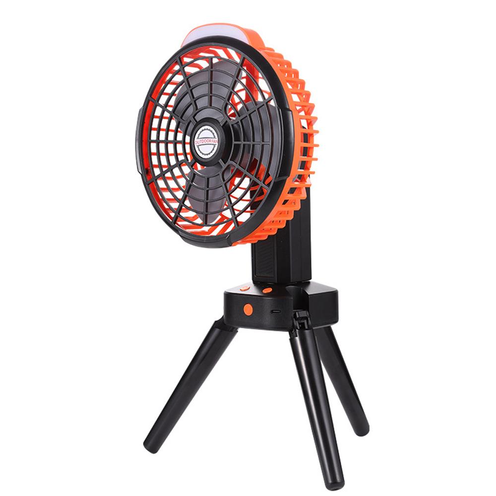 2 In 1 Camping Fan with LED Light Multifunctional Tent Ceiling Fan Rechargeable Tripod Fan Support