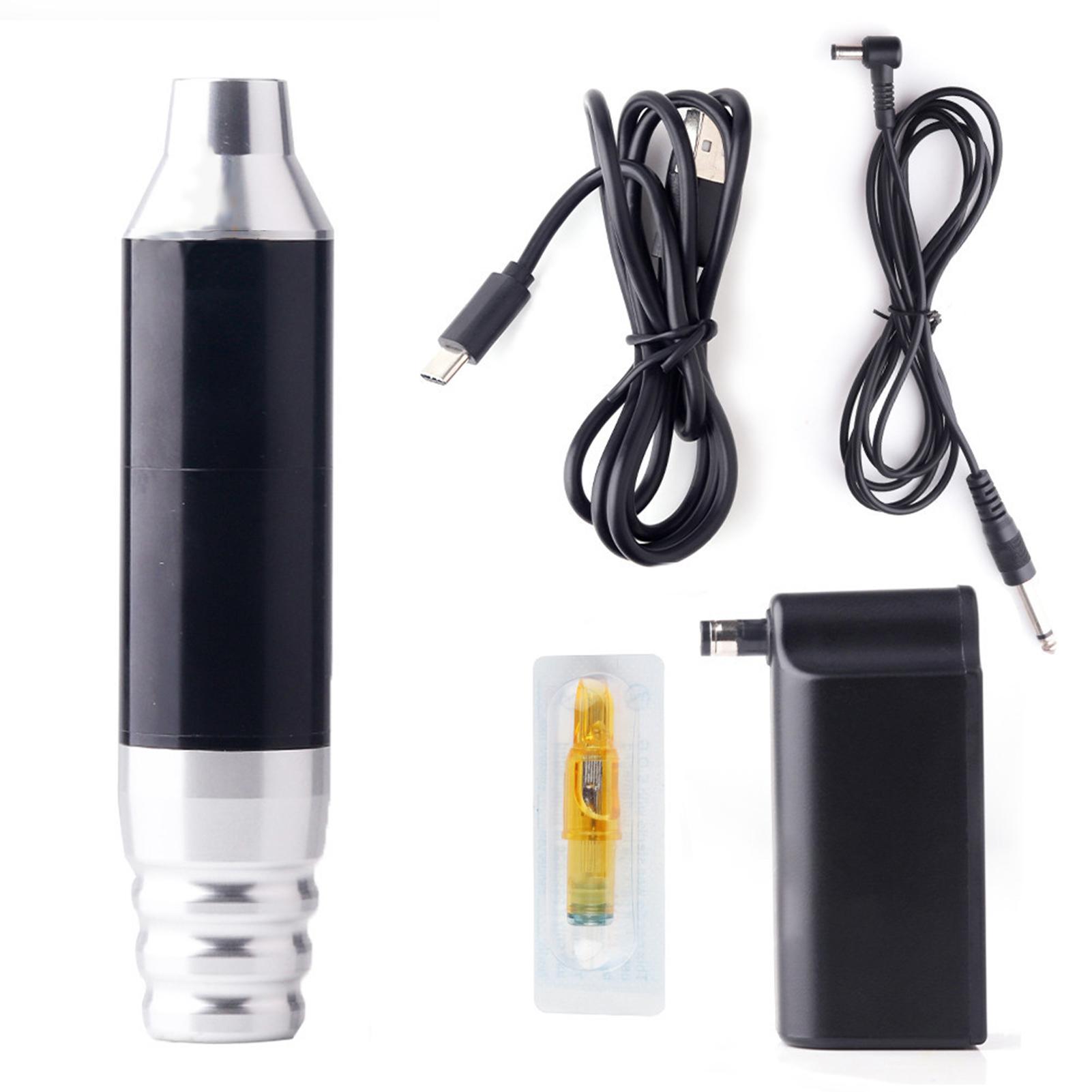 

Набор машин для татуировки Моторная машина Беспроводная мощность Картридж для ручки для татуировки Игольчатое оборудование для татуировки серебряный