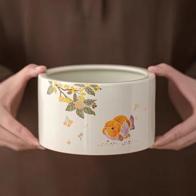 Plant Ash Golden Osmanthus Fish, Tea Washing, Ceramic Household Cup Washing Water Basin, Tea Residue Tank, Kung Fu Tea Set, Tea Ceremony Zero Matching