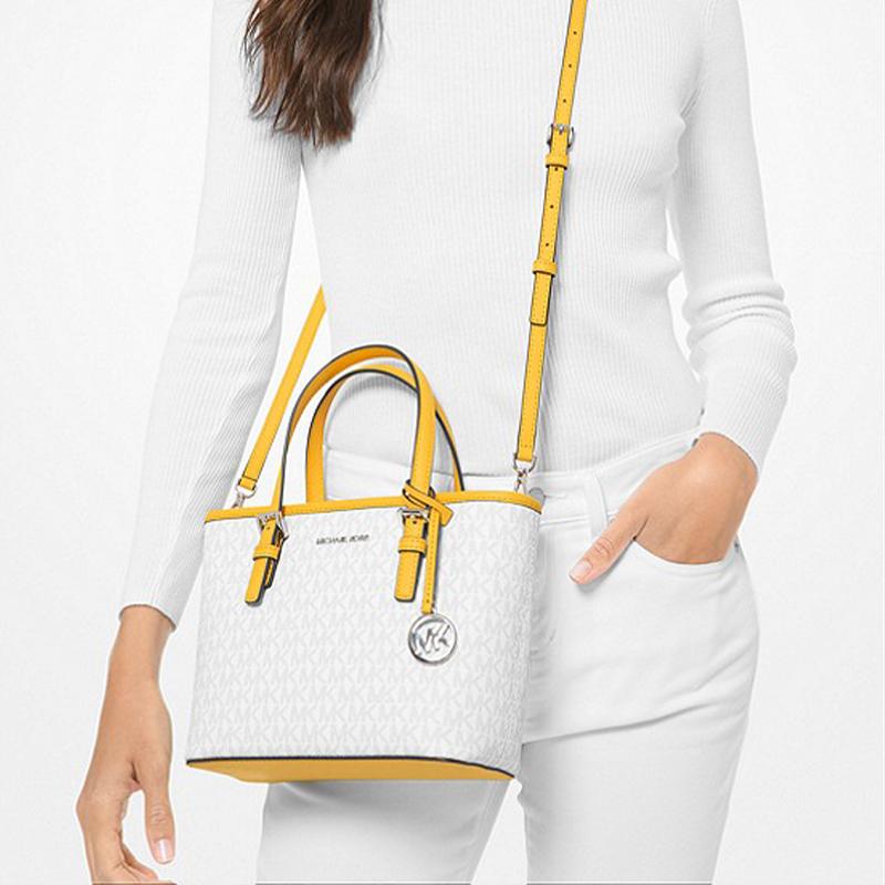 New MICHAEL KORS Jet Set Leather Basket Bag, Tote Bag, Shopping Bag, Handbag, Shoulder Bag, Crossbody Bag Mini Women's 35T9STVT0B-CITRUS-MULTI