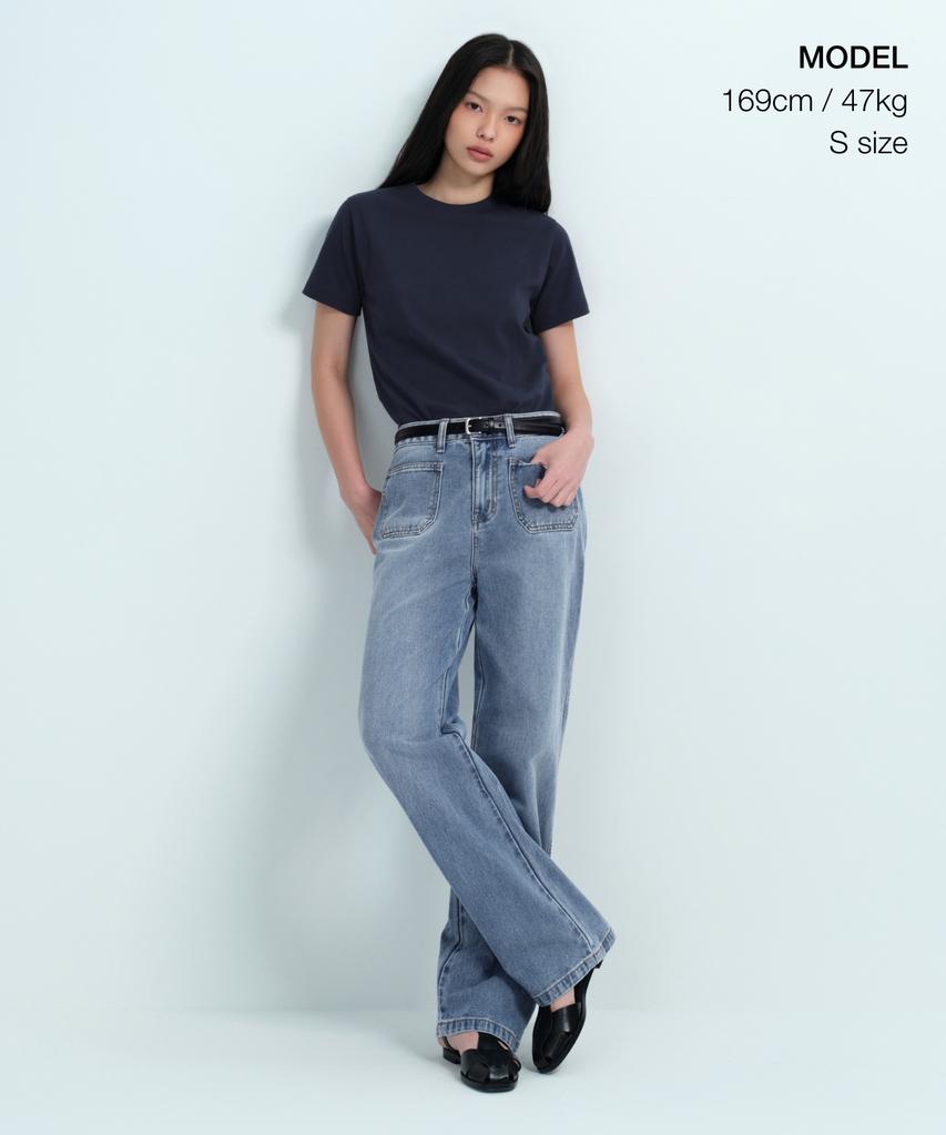 MUSINSA STANDARD WOMAN Women'S Basic Crew Neck T-Shirt [Dark Navy]
