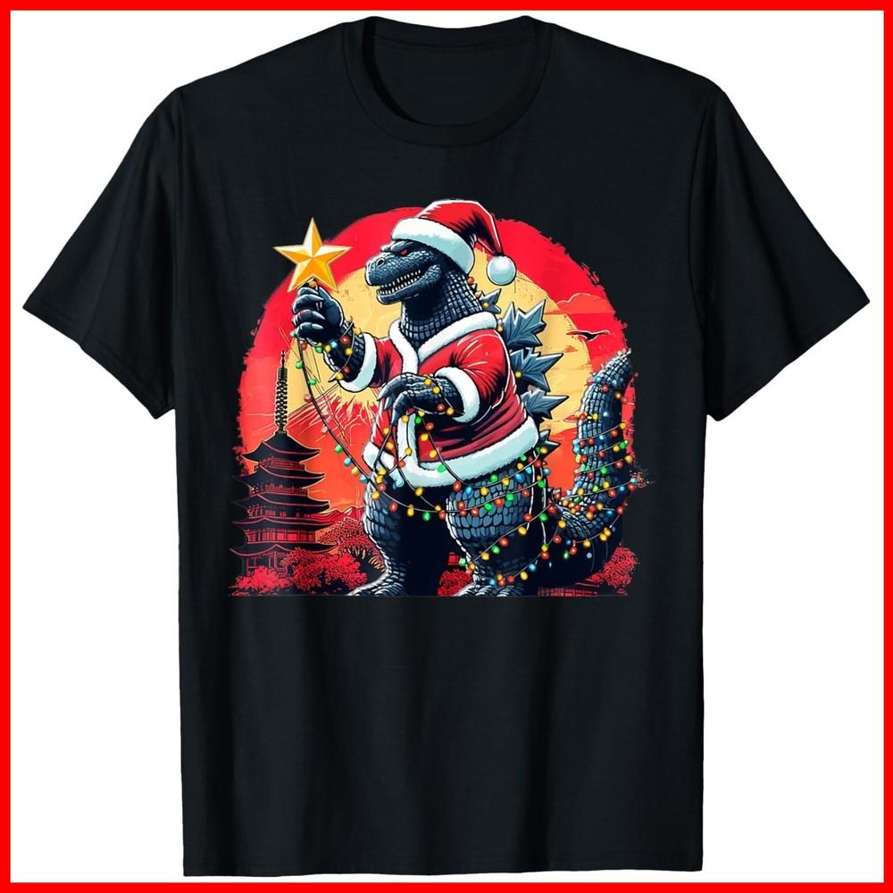 

Santazilla Japanese Monster Kaiju Dinosaur Christmas Black Cotton T-Shirt Unisex T-Shirt XXXXL