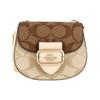 Morgan 13 Gold Letter Logo Classic Monogram Flap Canvas And Leather Saddle Bag Women Shoulder Bag Khaki CJ541-IMU4V