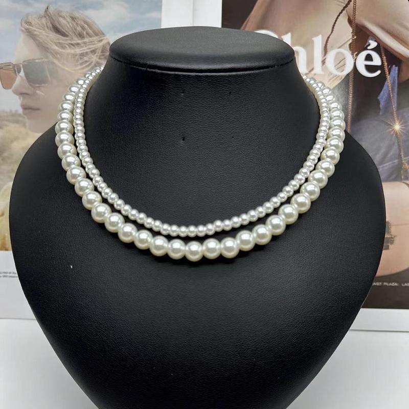 Podwójny naszyjnik z pereł Vintage Moda Damski Prosty naszyjnik z osobowością Biżuteria ślubna